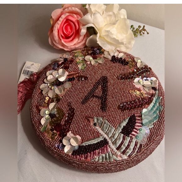 Holiday Monogram  Embellished Pouch. Letter A - Picture 6 of 6